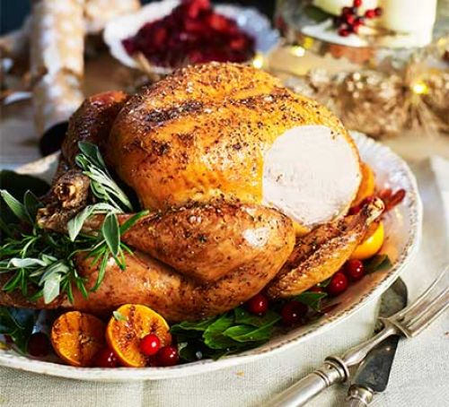 Roast turkey with lemon and garlic